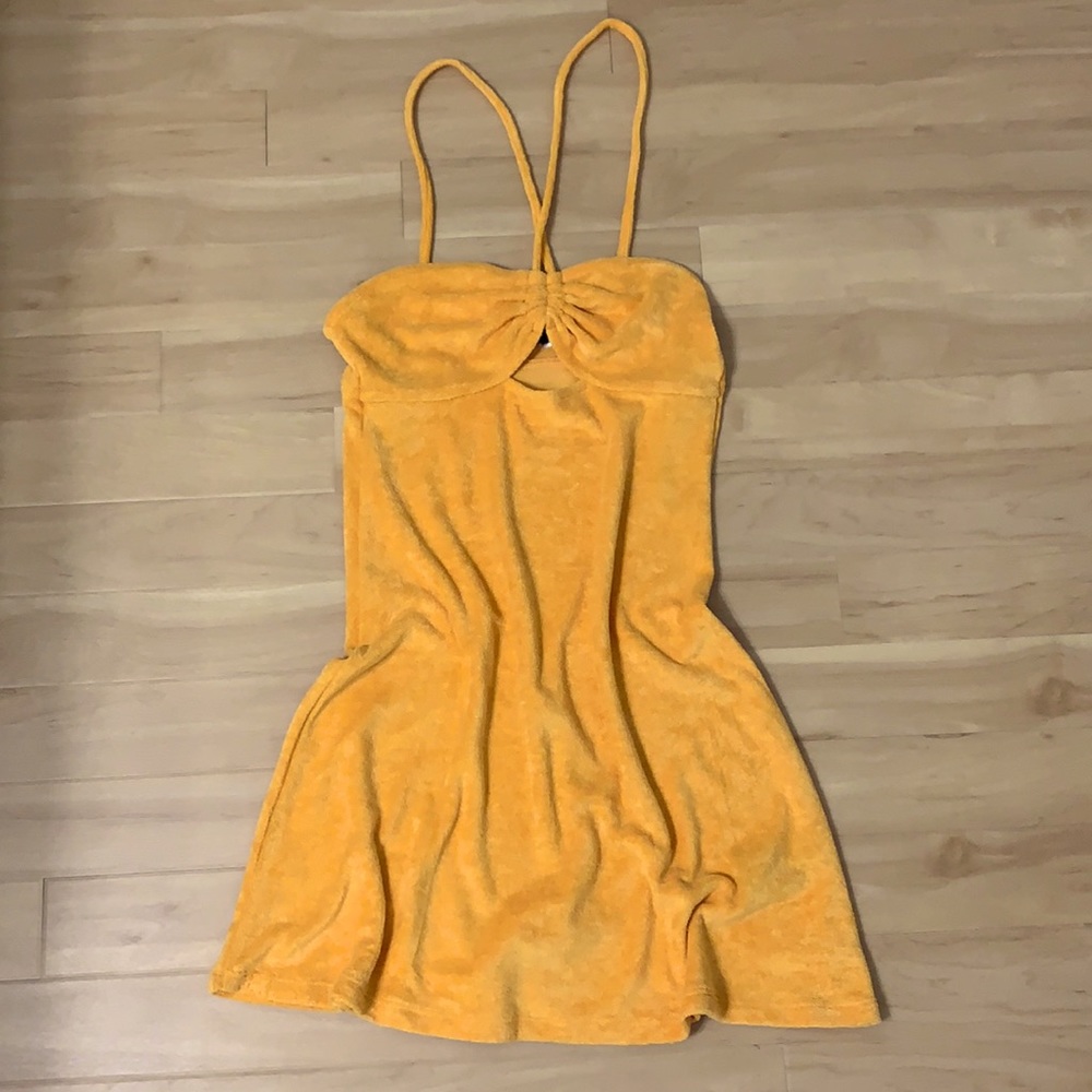 NWOT yellow terry cloth dress h&m